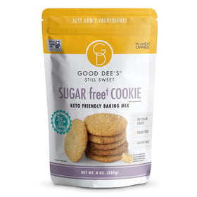 Good Dee's sugar cookie mix packaging shows a low-carb option for keto bakers.