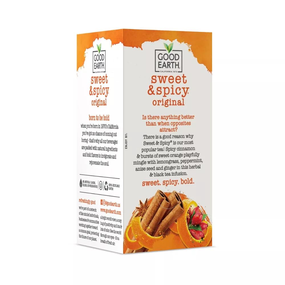 Good Earth Original ingredients display with herbal and black tea notes for natural flavor.