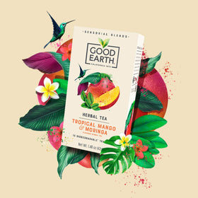Good Earth Sensorial Blend brew cup highlights tropical notes and aroma.