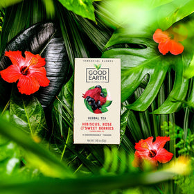 Good Earth Tea Co. Sensorial Blend cup steeped, ready for a berry-forward sip