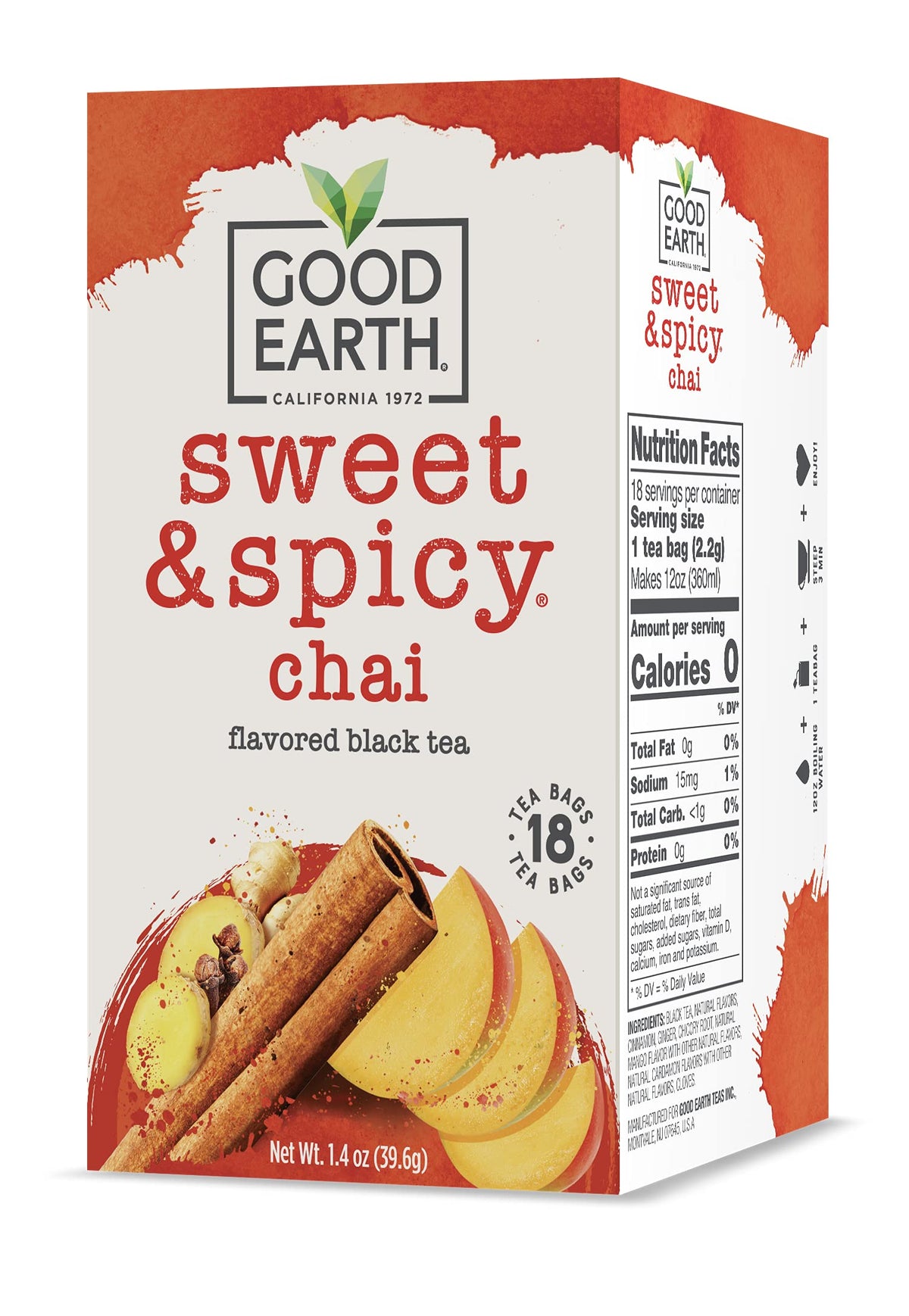 Good Earth Tea Co. Sweet & Spicy Chai tea cup steeping for a warming morning