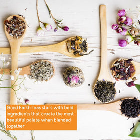 Good Earth Tea Co. Tea bags steeping, rich aroma possible