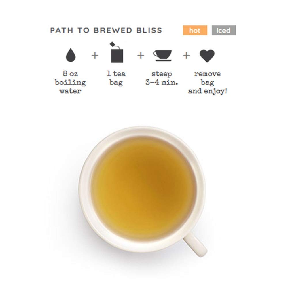 Hot cup of Good Earth Sweet & Spicy Matcha with citrus notes.