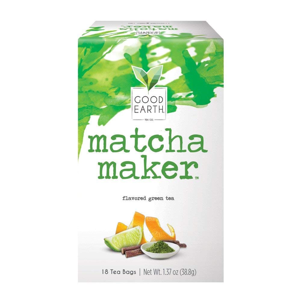 Good Earth Sweet & Spicy Matcha teabag ready for steeping.