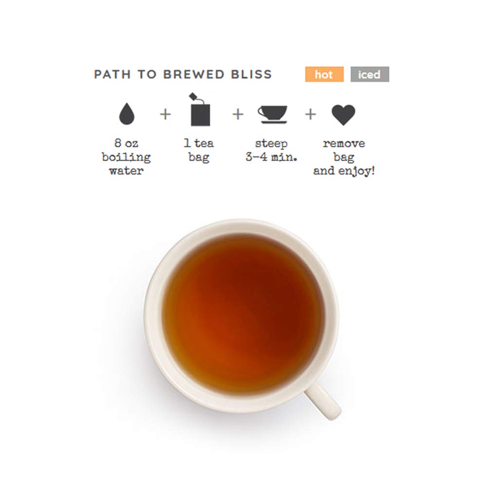 Close-up of Good Earth Tea Co. Sweet & Spicy Peppermint tea steeping in a cup showing aroma