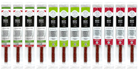 Good Fod Foods Meat Stick Variety Pack front view, easy on-the-go snack.