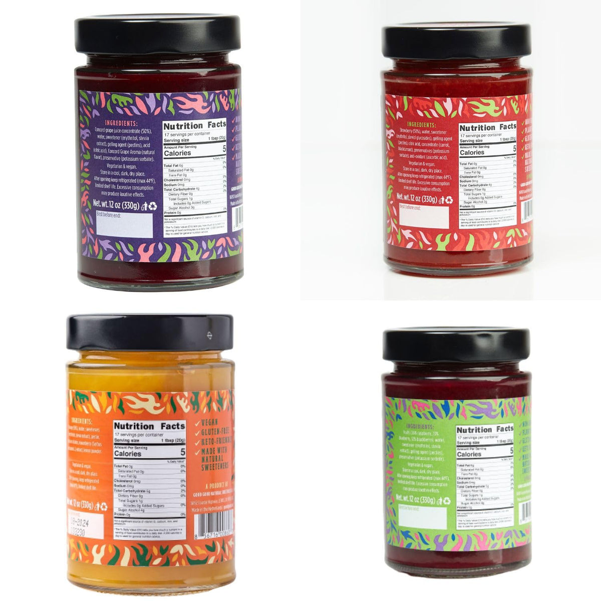 Good Good Healthy Jam Variety Pack Yogurt cup topped with jam, light sweetness for snacks.