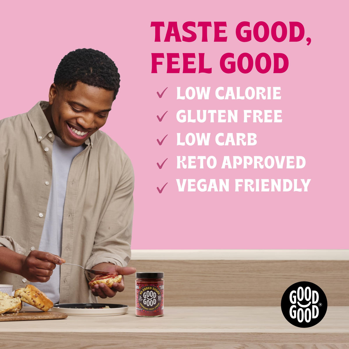 Good Good Raspberry Spread cheese pairing on a charcuterie board.