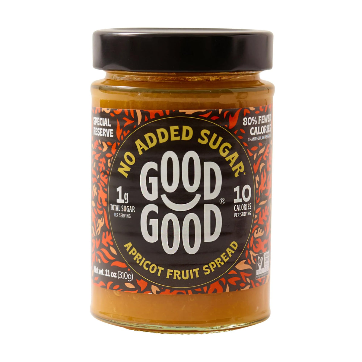 Good Good Special Reserve Apricot Spread jar showing rich color and premium texture for tasting and pairing.