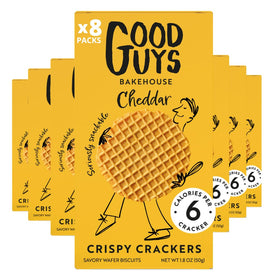 Good Guys Bakehouse Cheddar Crackers closeup showing crisp texture ideal for lunchboxes