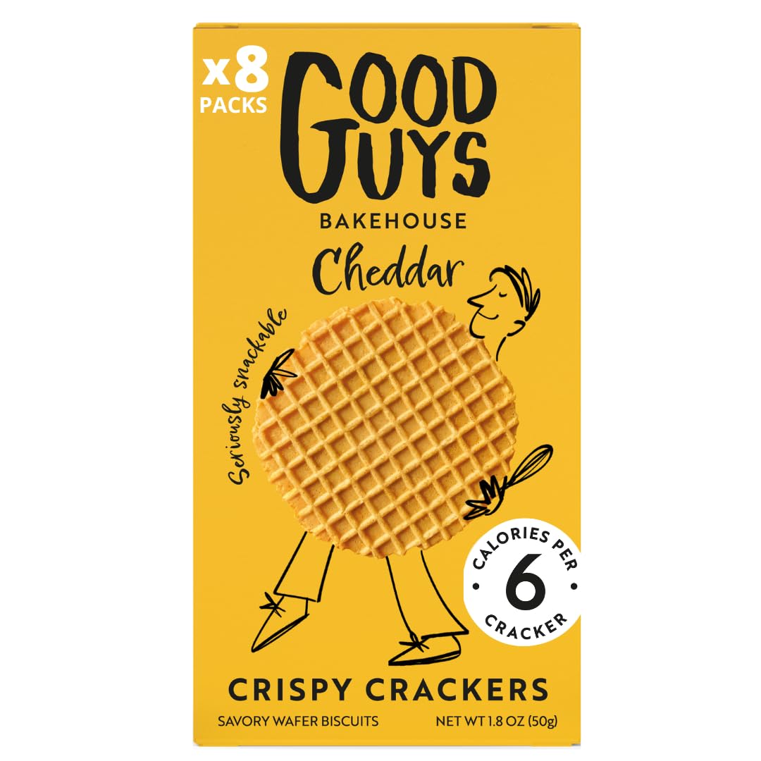 Good Guys Bakehouse Cheddar Crackers front packaging highlighting cheddar richness for quick snacking