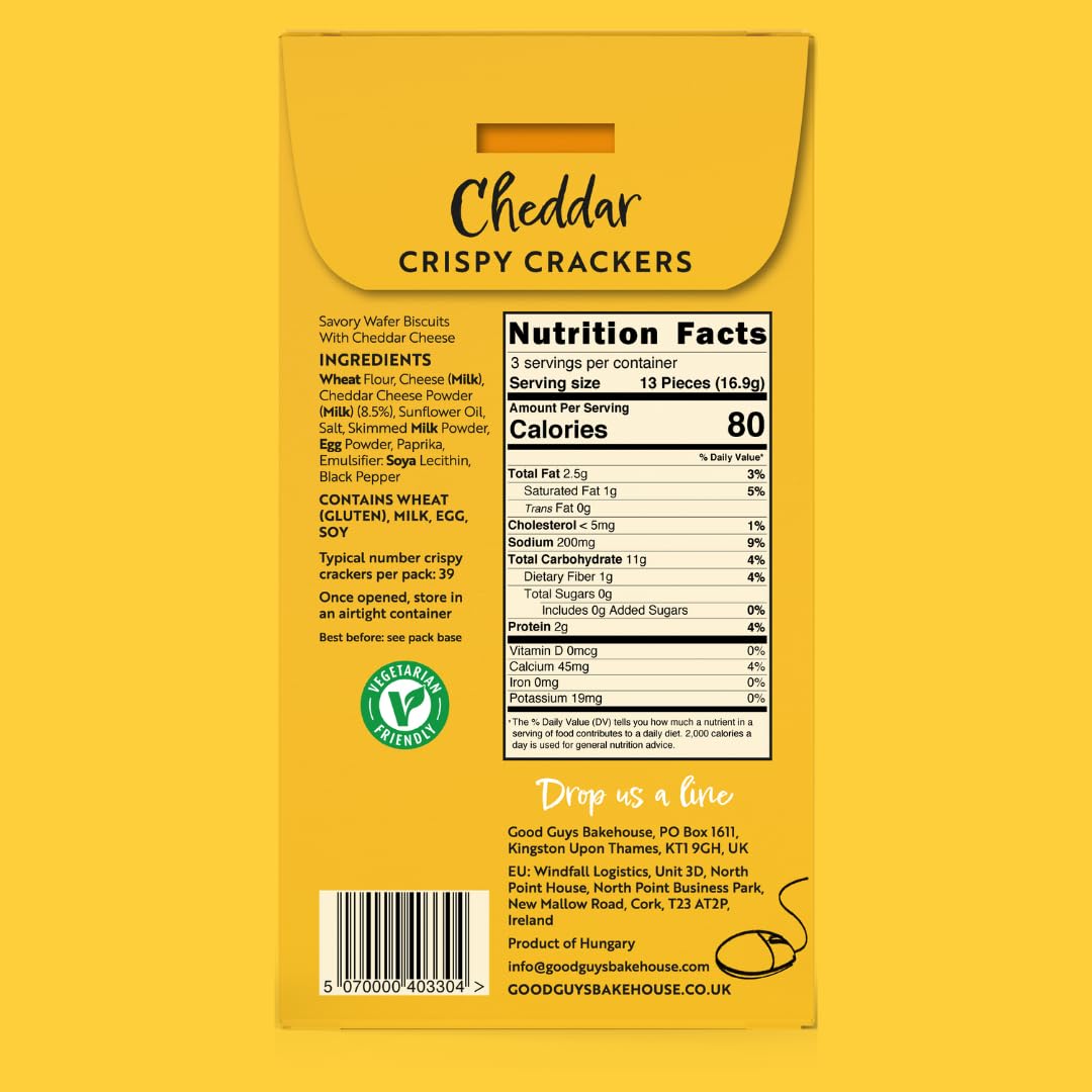 Good Guys Bakehouse Cheddar Crackers serving shot showing snack ready for home or on the go