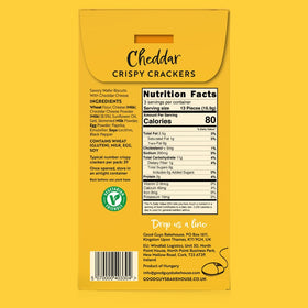 Good Guys Bakehouse Cheddar Crackers serving shot showing snack ready for home or on the go