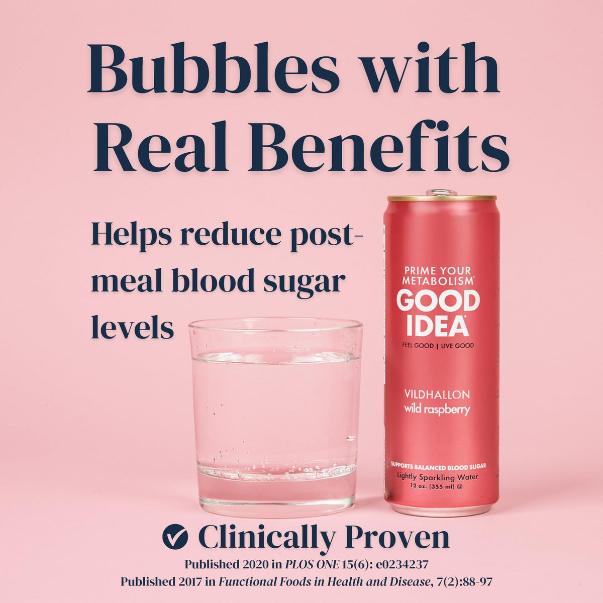 Good Idea Sparkling Water Berry Bliss Variety Pack front image, showcases three flavors for versatile sipping.