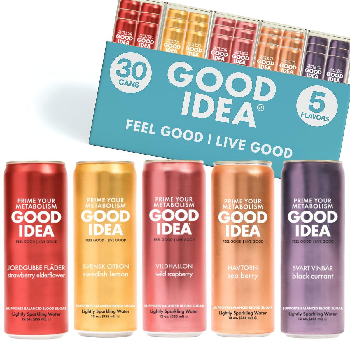 Good Idea Sparkling Water Sea Berry bottle with crisp aroma and metabolism-friendly vibe