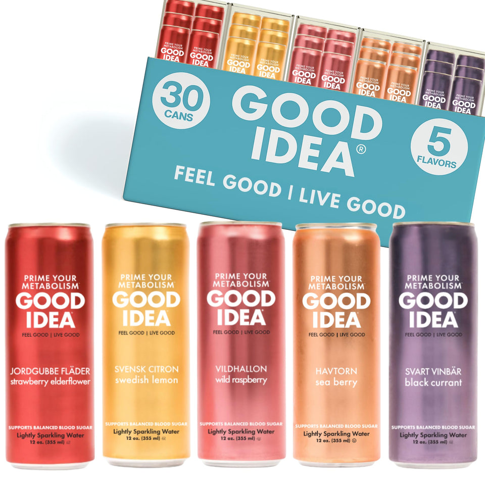 Good Idea Sparkling Water Sea Berry bottle with crisp aroma and metabolism-friendly vibe
