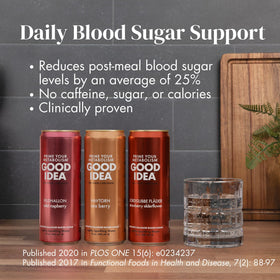 Good Idea Sparkling Water Sea Berry can, no caffeine and natural flavor.