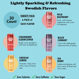 Good Idea Sparkling Water Strawberry Elderflower bottle captures juicy aroma with elderflower hints