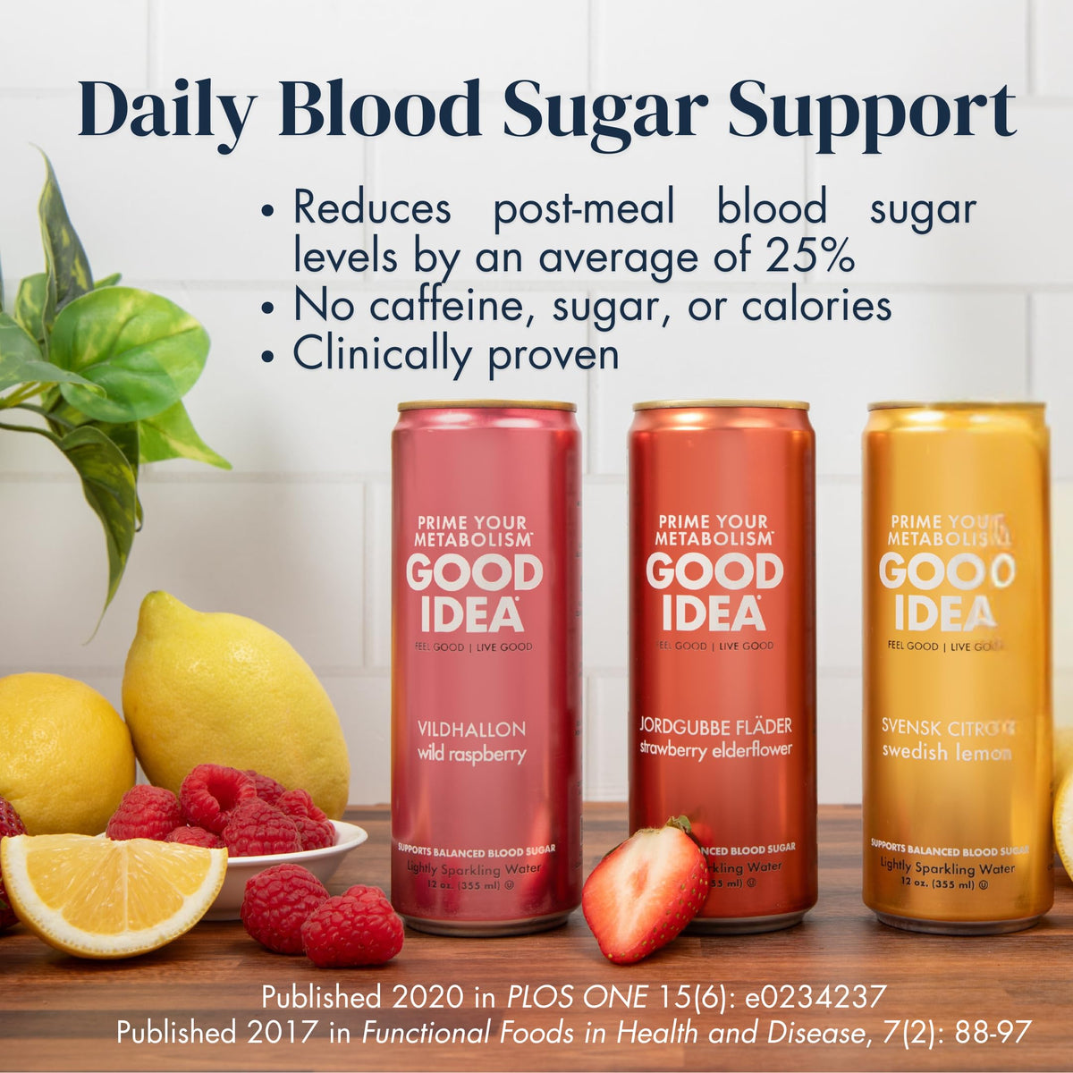Good Idea Sparkling Water Swedish Lemon can, supports balanced energy after meals