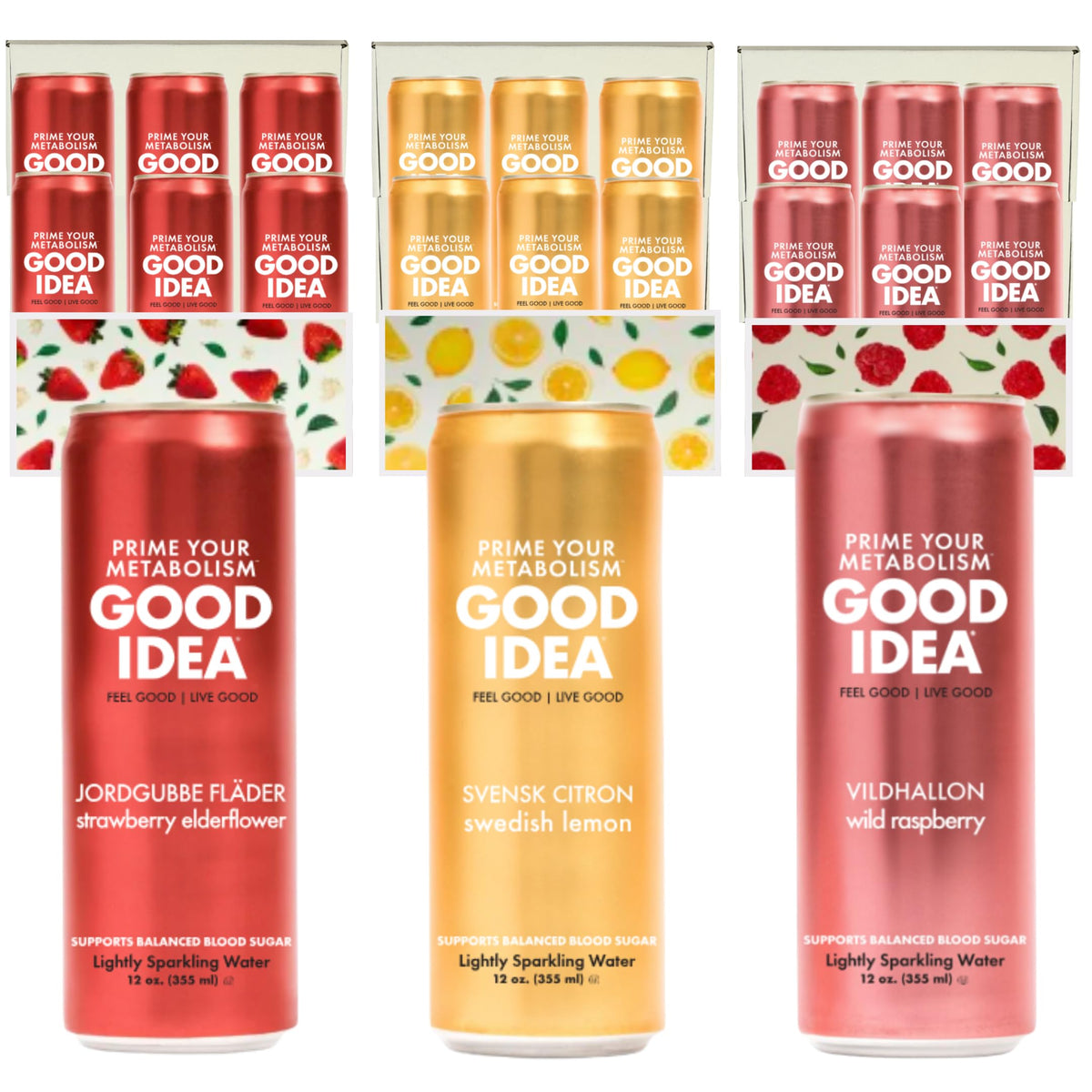 Good Idea Sparkling Water Wild Raspberry can, metabolism-friendly refreshment for meals