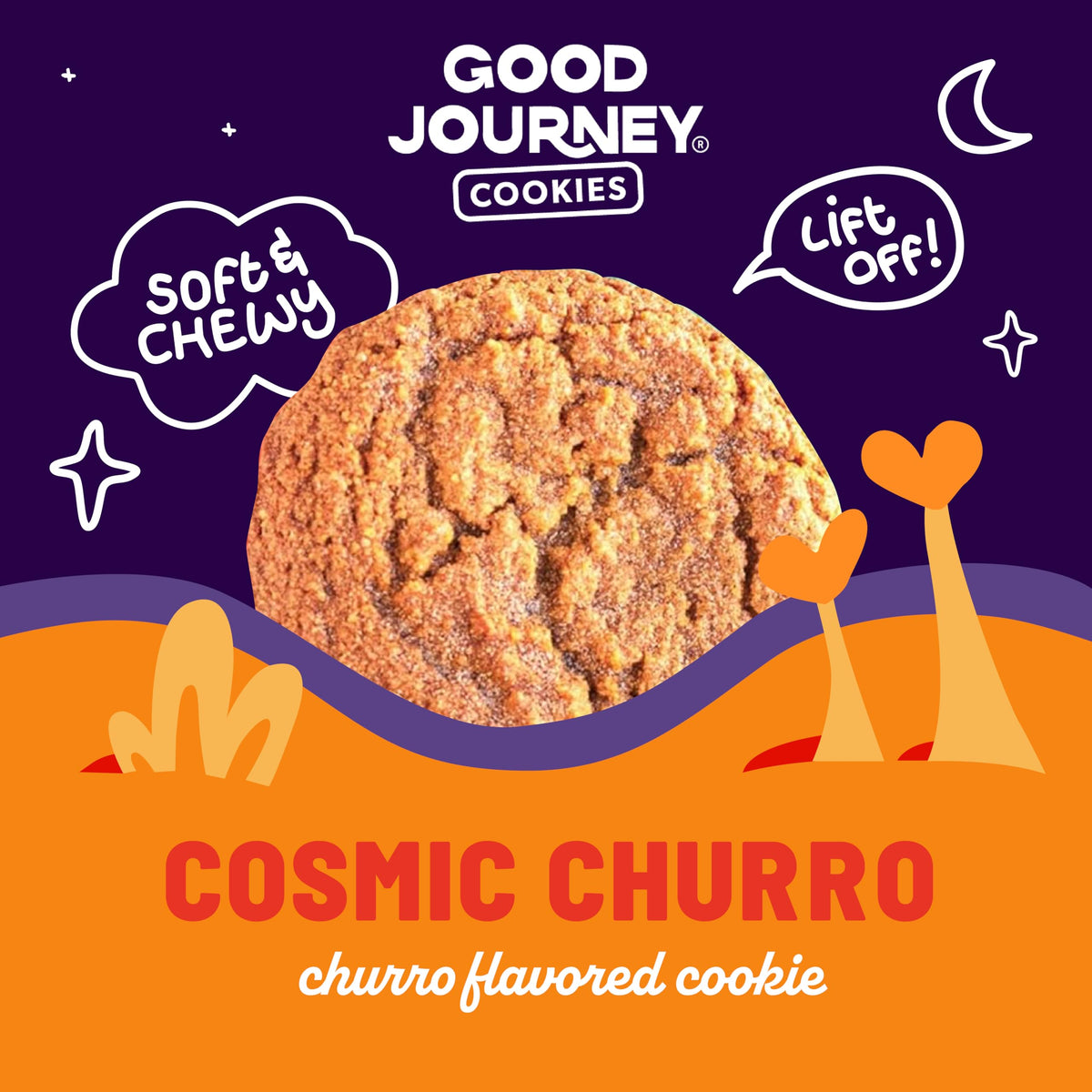 Good Journey Soft Churro Cookies close-up reveals tender, chewy texture ideal for cravings.