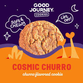 Good Journey Soft Churro Cookies close-up reveals tender, chewy texture ideal for cravings.