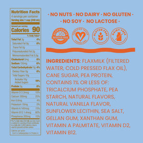 Good Karma Vanilla Flaxmilk +Protein close-up show protein-rich texture for smoothies.
