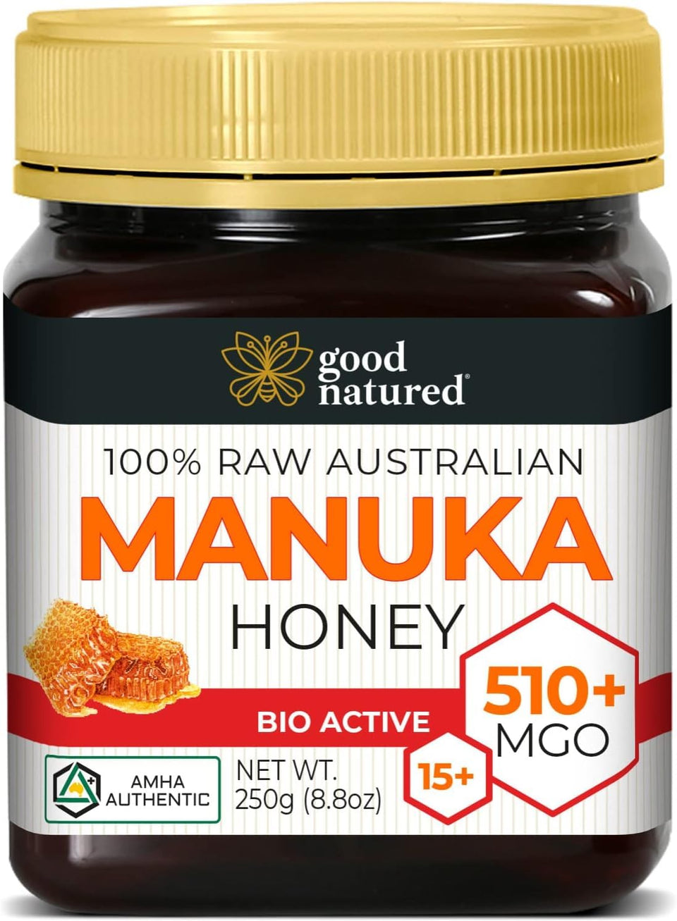 Good Natured Manuka Honey 510+ bottle supports daily wellness and natural energy