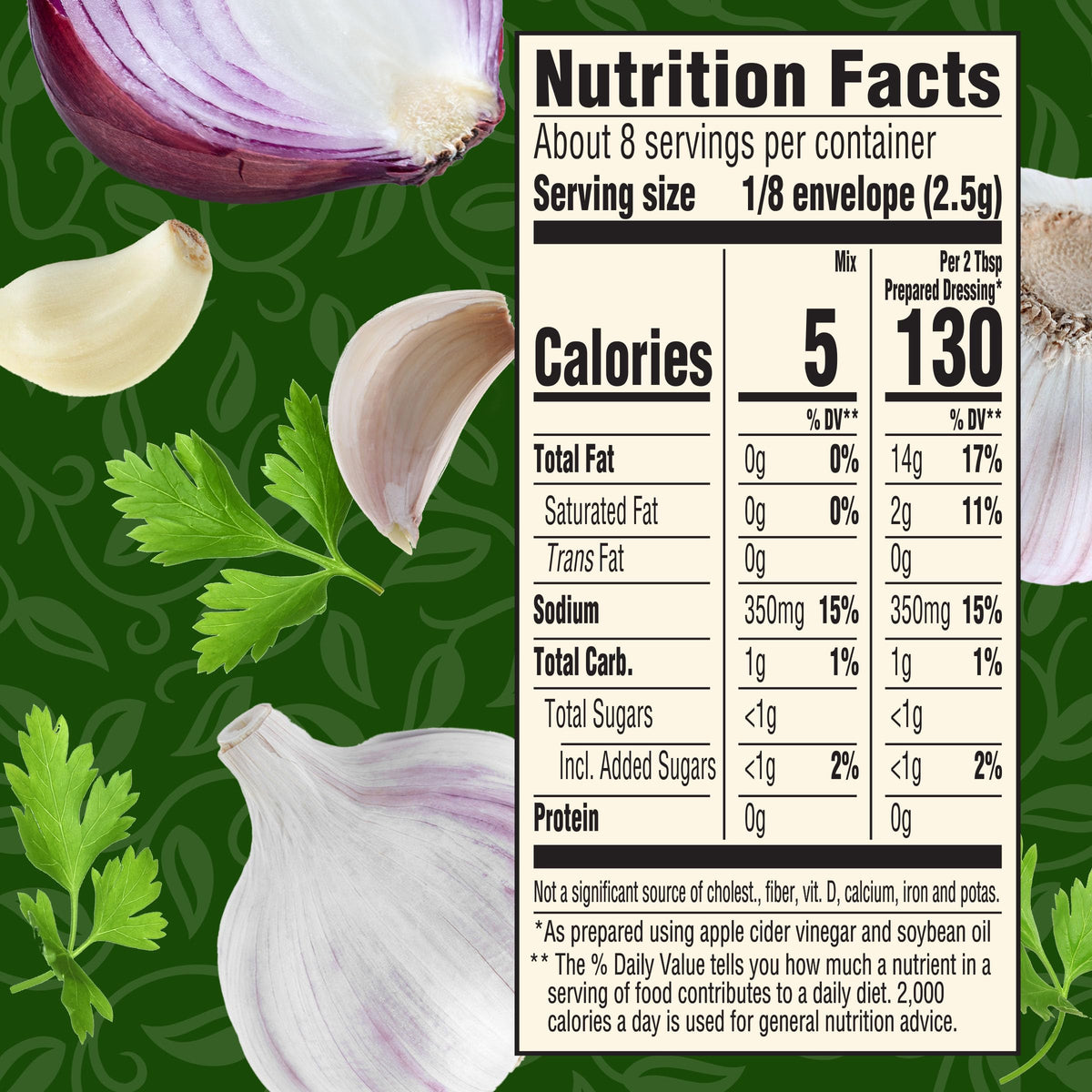 Close-up of Good Seasons Garlic & Herb blend highlighting Italian flavor