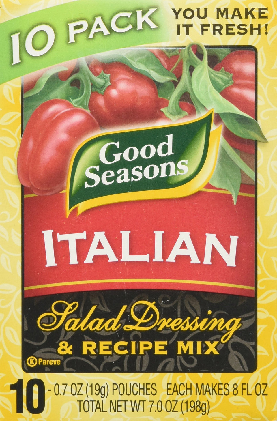 Good Seasons Italian dressing packets for quick, flavorful salads.