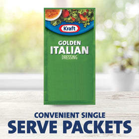 Front label of Kraft Golden Italian dressing packet highlights classic herbs and color.