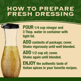 Good Seasons zesty Italian dressing in a bowl brightens crisp greens.