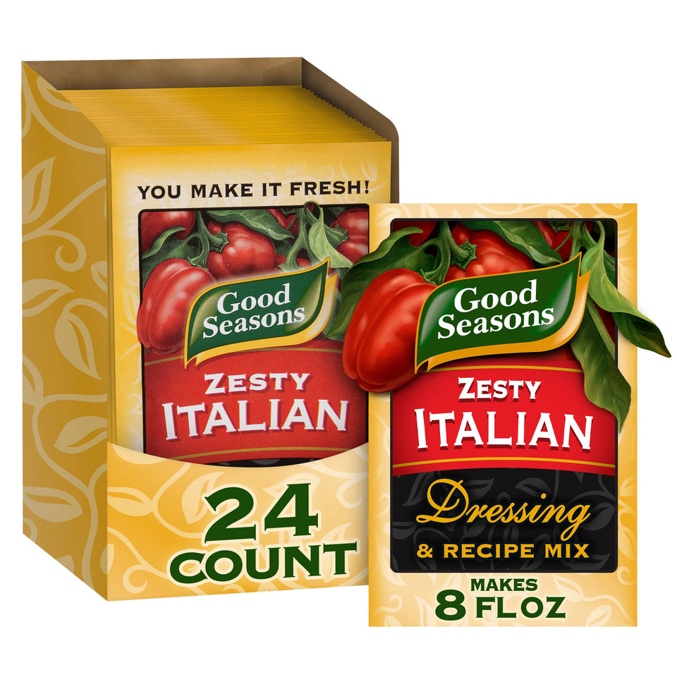 Good Seasons Zesty Italian dressing packet boosts quick, flavorful salads.