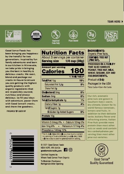 Good Sense Organic Italian Pine Nuts closeup emphasizes buttery texture ideal for pestos