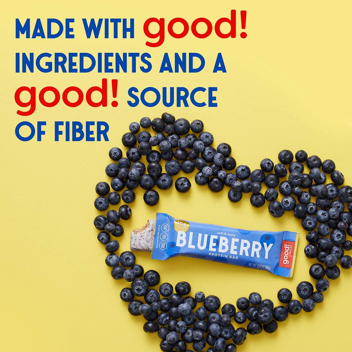 good! Snacks Blueberry Protein Bar in a gym bag for active days.