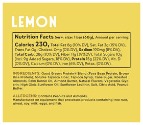 good! Snacks Lemon Protein Bar gluten free and soy free profile supports diverse diets