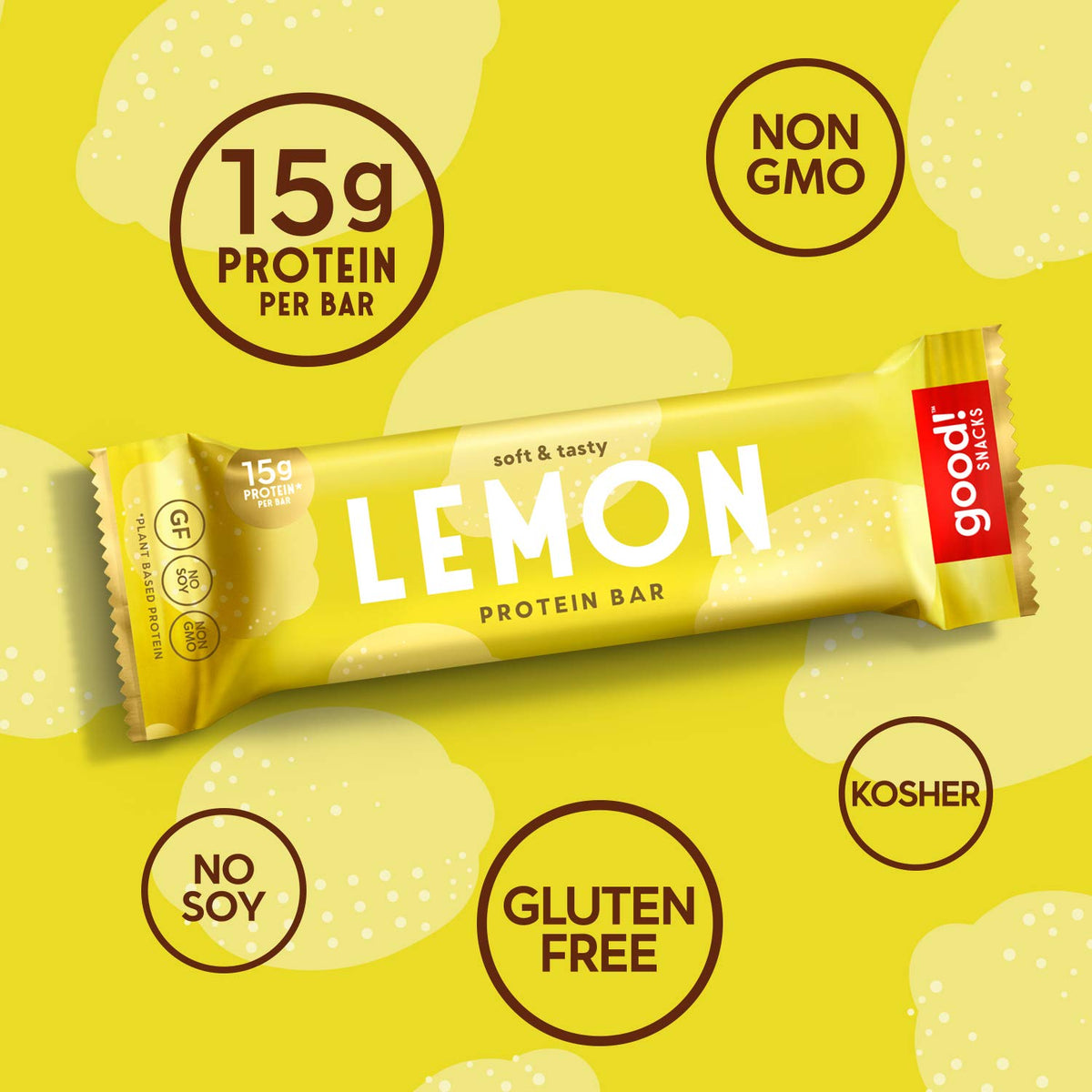 good! Snacks Lemon Protein Bar inside reveals a soft center and plant based protein