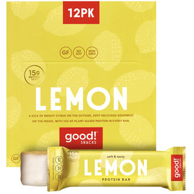 good! Snacks Lemon Protein Bar exterior showcases vibrant lemon flavor for on the go energy