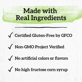 Good Thins non-GMO badge communicates verified ingredients for mindful snacking.