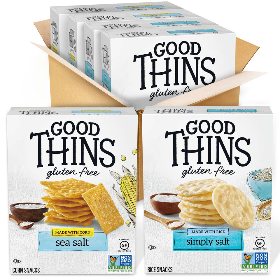 Good Thins rice crackers salted pack for gluten-free snacking on the go