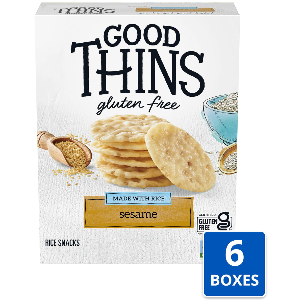 Good Thins Sesame Rice Snacks cracker closeup highlighting sesame flavor and crisp bite