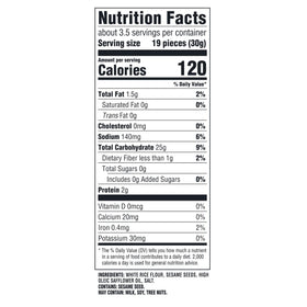 Good Thins Sesame Rice Snacks gluten-free certifications badge visible