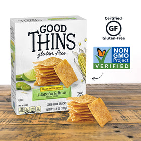 Good Thins square-thin crackers ready for dipping and versatile party snacks.