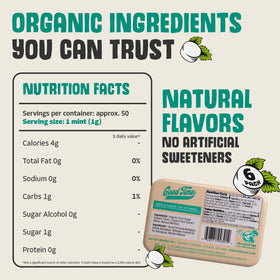 Good Time Organic Mints Wintergreen tin open reveals mint crisps ideal for quick refresh