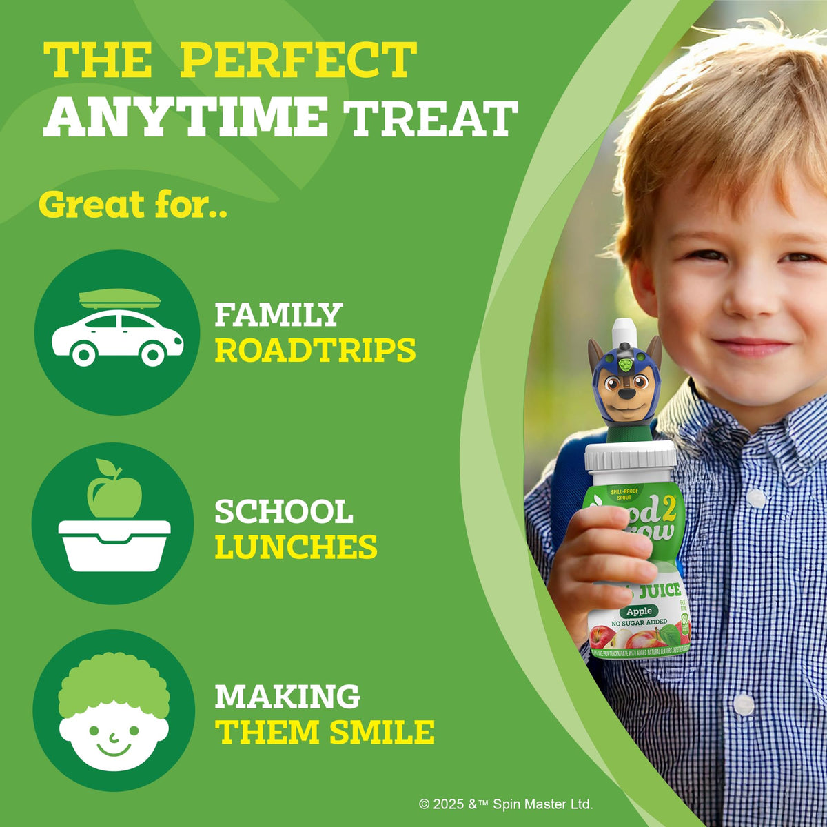 Three-pack of good2grow apple juice bottles ready for lunchboxes