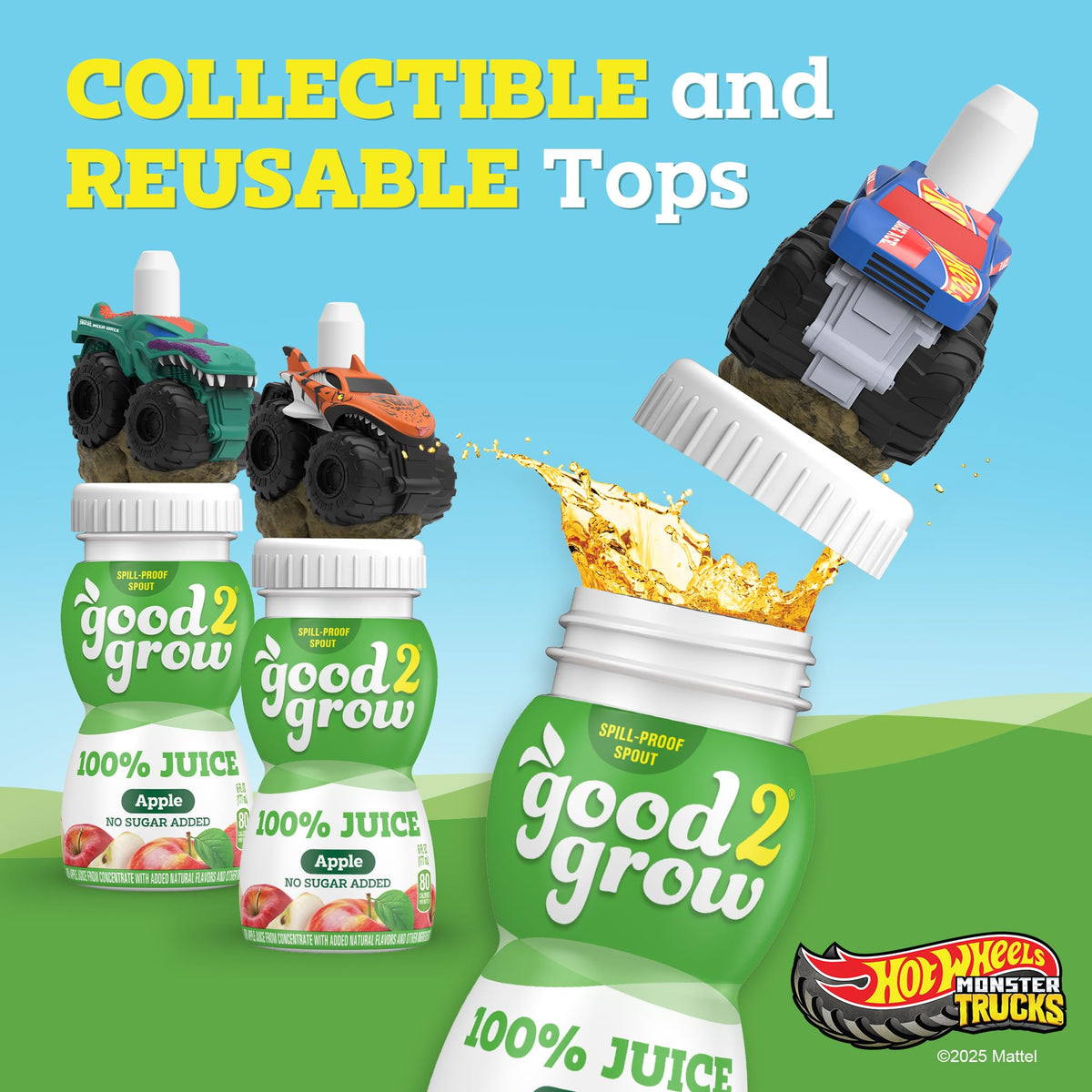 Three collectible tops from Good2Grow create a fun snack-time accessory trio