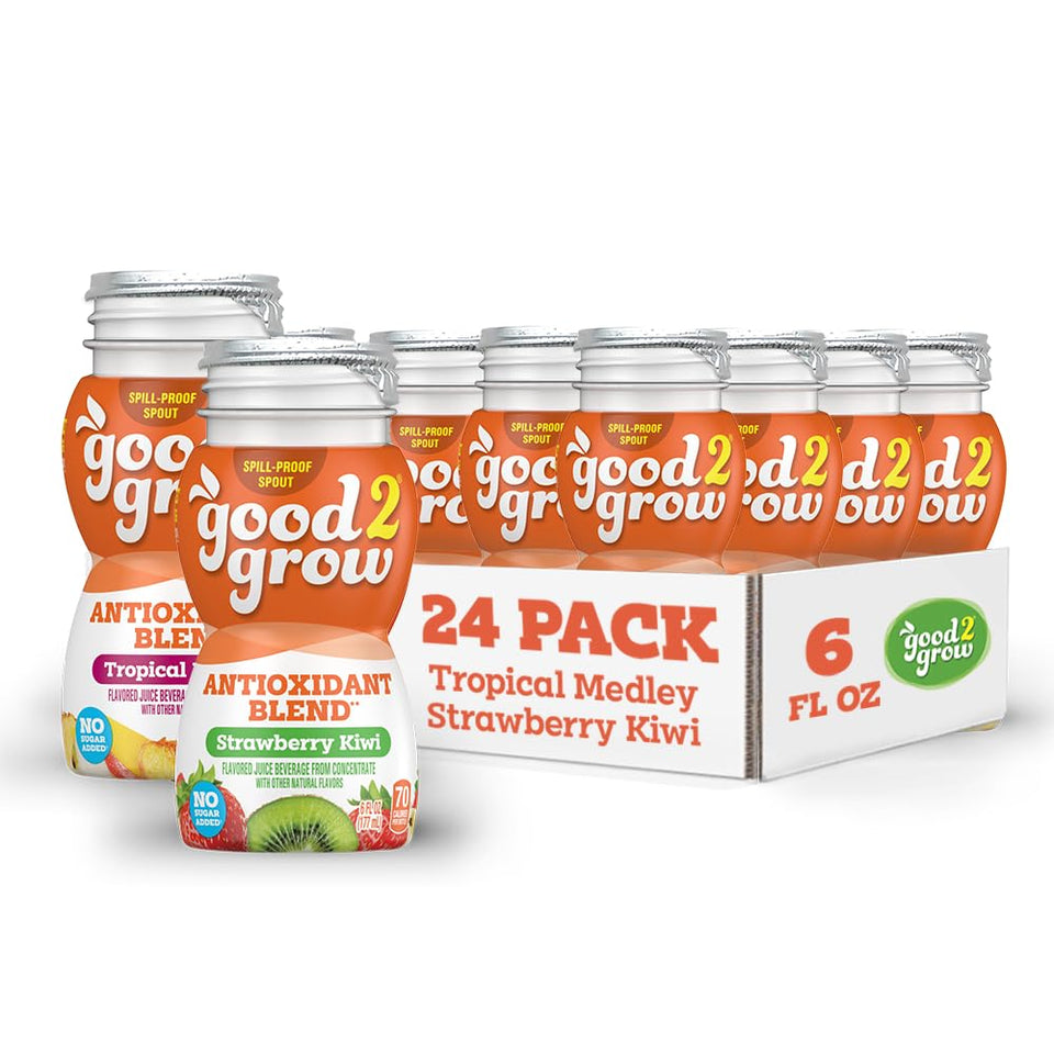 good2grow strawberry kiwi tropical medley juice bottle 24-pack, kid-friendly, no added sugar