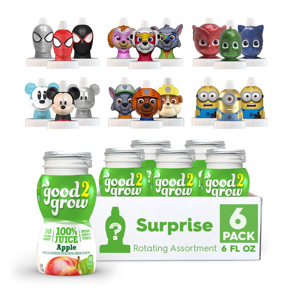good2grow Surprise Character 6 Pack bottle label shows collectible tops for kids