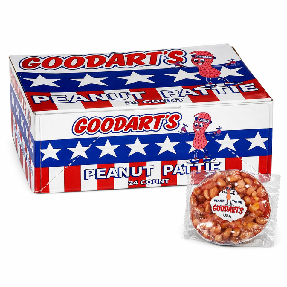 Goodart's Peanut Pattie 24-count pack front view for convenient snacking.