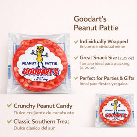 Goodart's Peanut Pattie box on store shelf for family snacking.